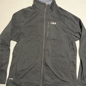FILA Black Full Zip LS Jacket, Red Accents, men's‎ Large #105